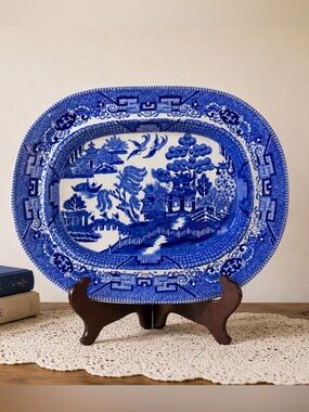 Wood & Sons “Yuan” Blue Willow Transferware Oval Serving Platter 12”